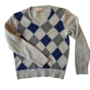 26. Joe Fresh Gray and Blue Argyle Sweater Lambswool Large 20in P2P